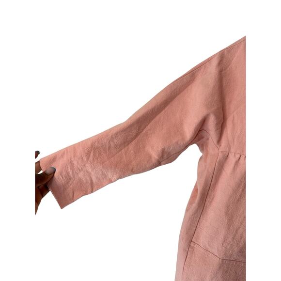 Pomander Place Dress Pink Button Front Girly Pastel Mini Linen Cotton Medium - Picture 7 of 12